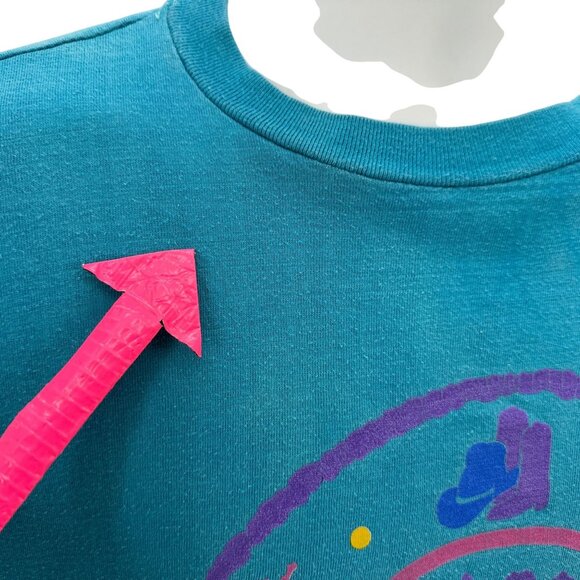 Vintage Poly-Tees Mens Large T-Shirt Denver Single Stitch Blue Graphic USA 1992 - Picture 6 of 11